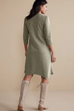Soft Surroundings 3/4 Sleeve Danielle Button Dress><noscript><img width=