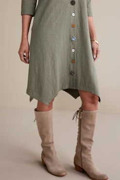 Soft Surroundings 3/4 Sleeve Danielle Button Dress><noscript><img width=
