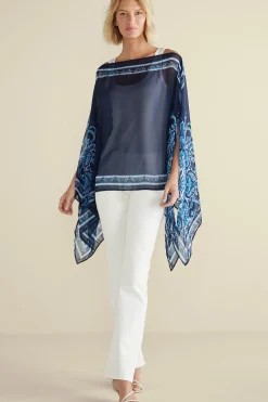 Soft Surroundings Aleta Poncho Topper> Into The Blues|Vacation Shop