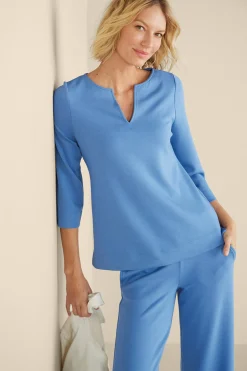 Soft Surroundings Ceri Knit 3/4 Sleeve Top> Into The Blues|Vacation Shop