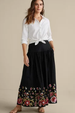 Soft Surroundings Cindi Embroidered Maxi Skirt> Feminine Flourish|Vacation Shop