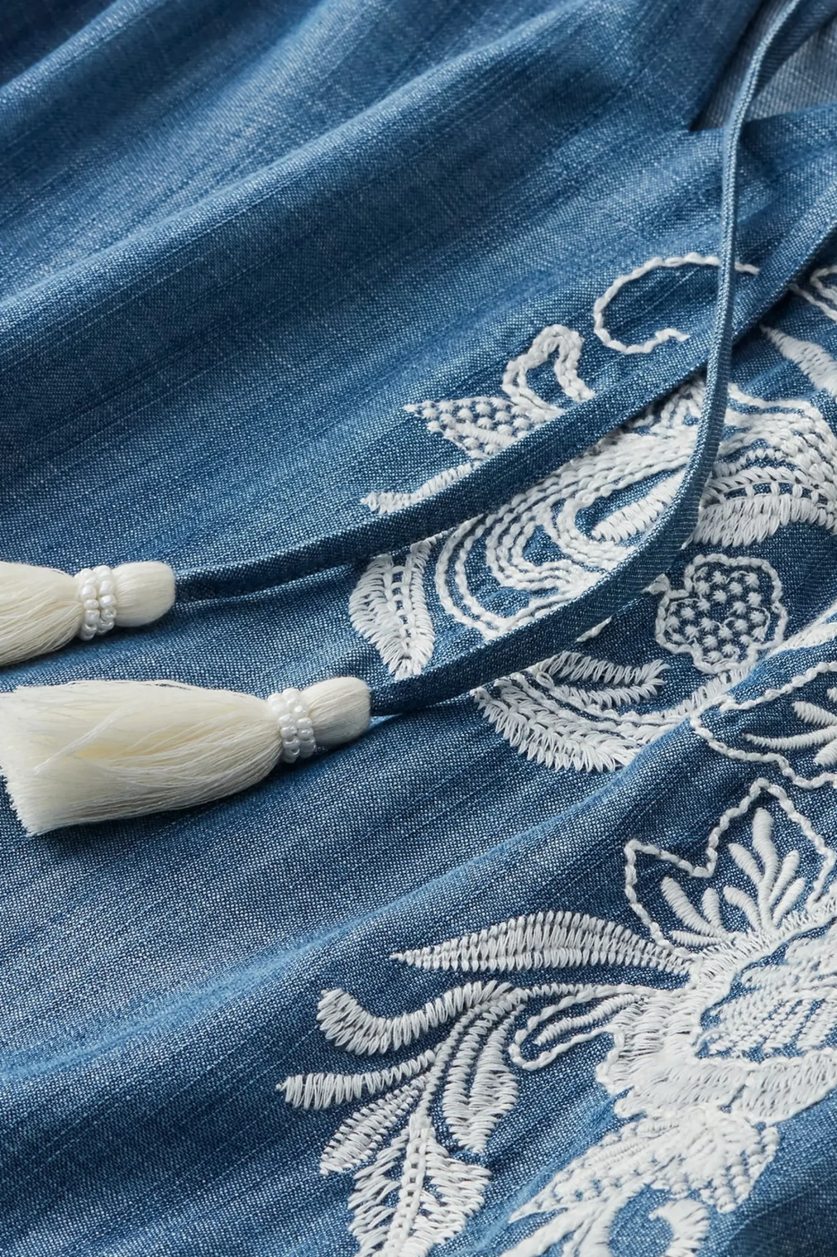 Soft Surroundings Diya Embroidered TENCEL™ Peasant Top> Feminine Flourish|Into The Blues