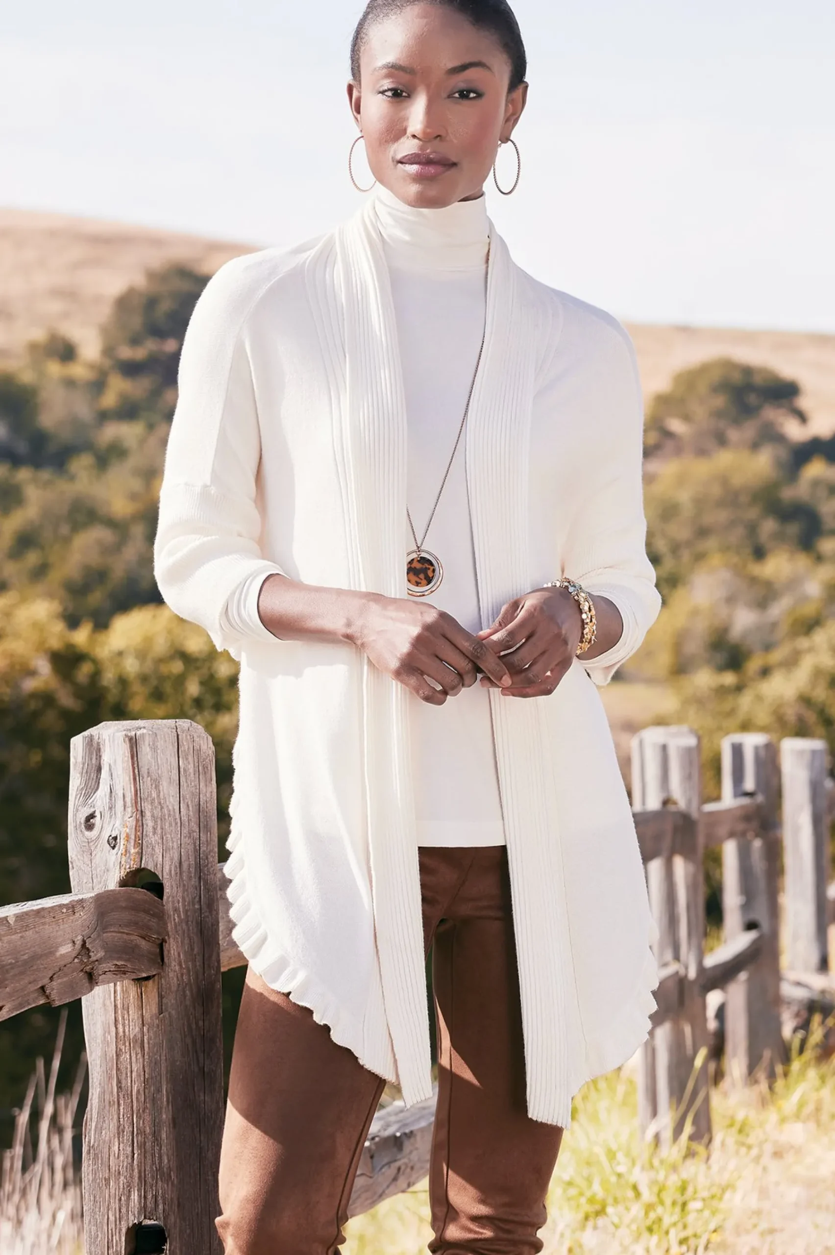 Soft Surroundings Draped Ruffle Cardigan> Scarves & Wraps|Feminine Flourish