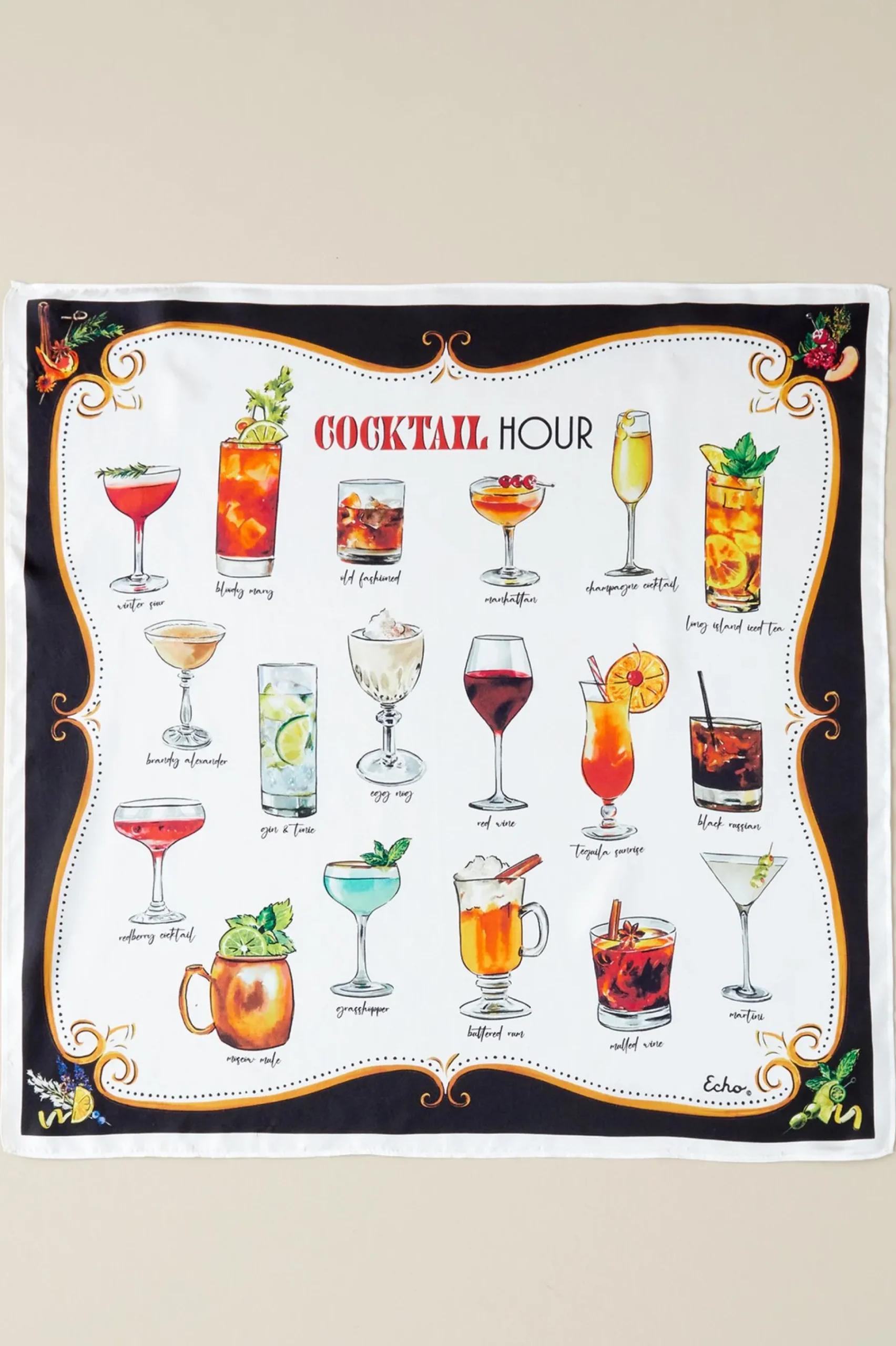 Soft Surroundings Drinks on Me Silk Scarf> Scarves & Wraps