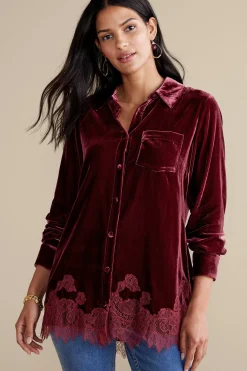 Soft Surroundings Eden Velvet & Lace Shirt> Everyday Styles|EVelvet Styles