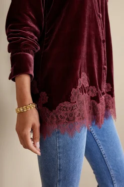 Soft Surroundings Eden Velvet & Lace Shirt><noscript><img width=