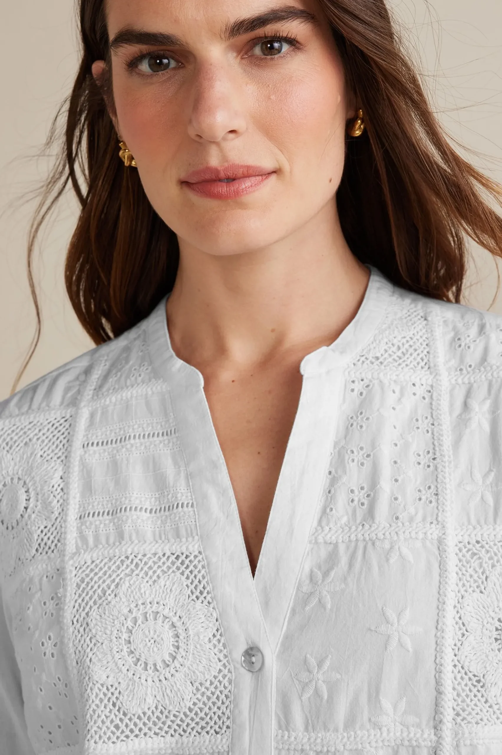 Soft Surroundings Eleanor Crochet Shirt> long sleeve|shirts