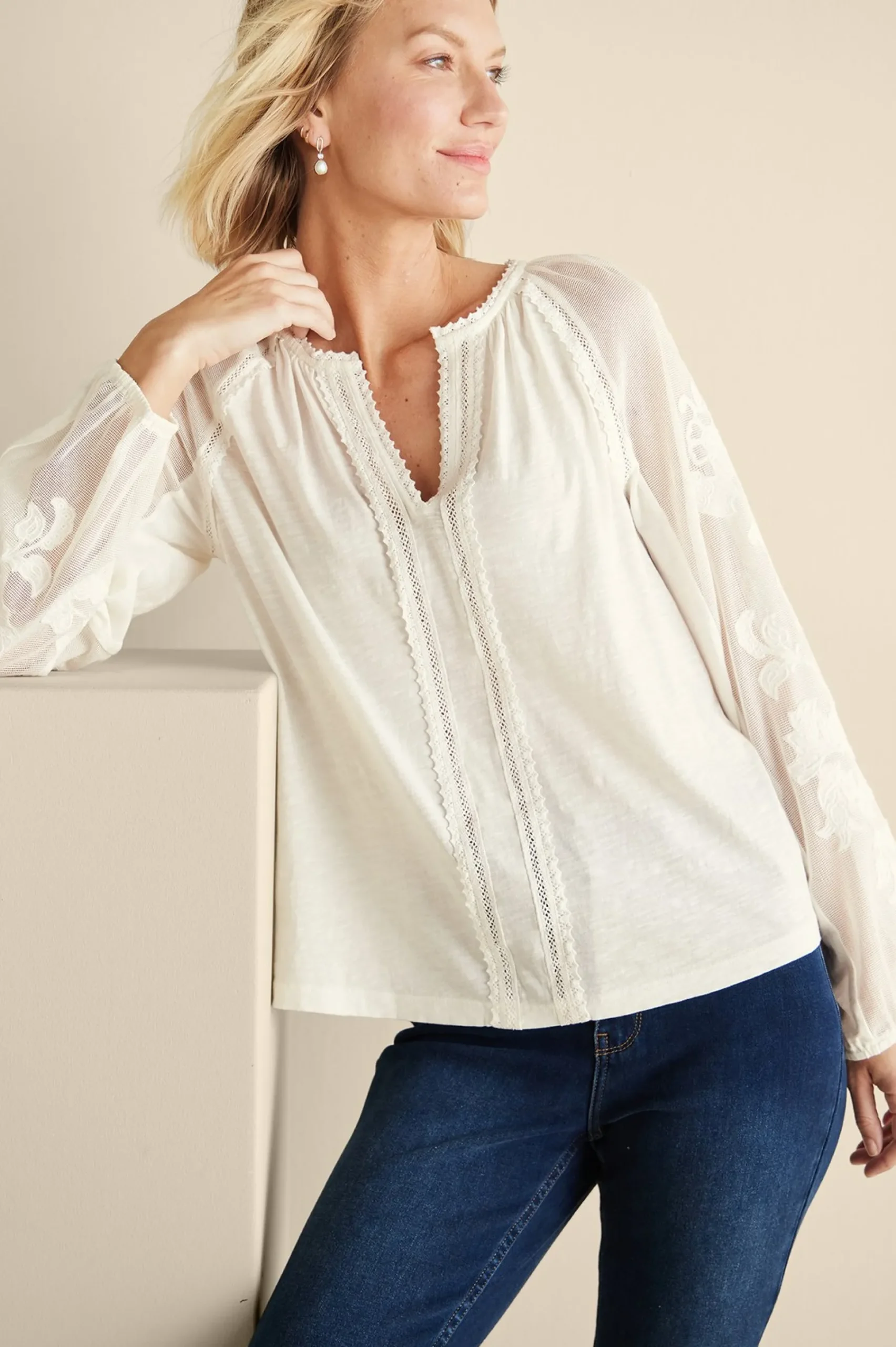 Soft Surroundings Enya Embroidered Top> Feminine Flourish|Vacation Shop