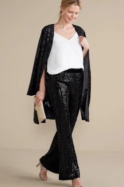 Soft Surroundings Eva Sequin Pants> full length|bootcut