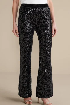 Soft Surroundings Eva Sequin Pants> full length|bootcut