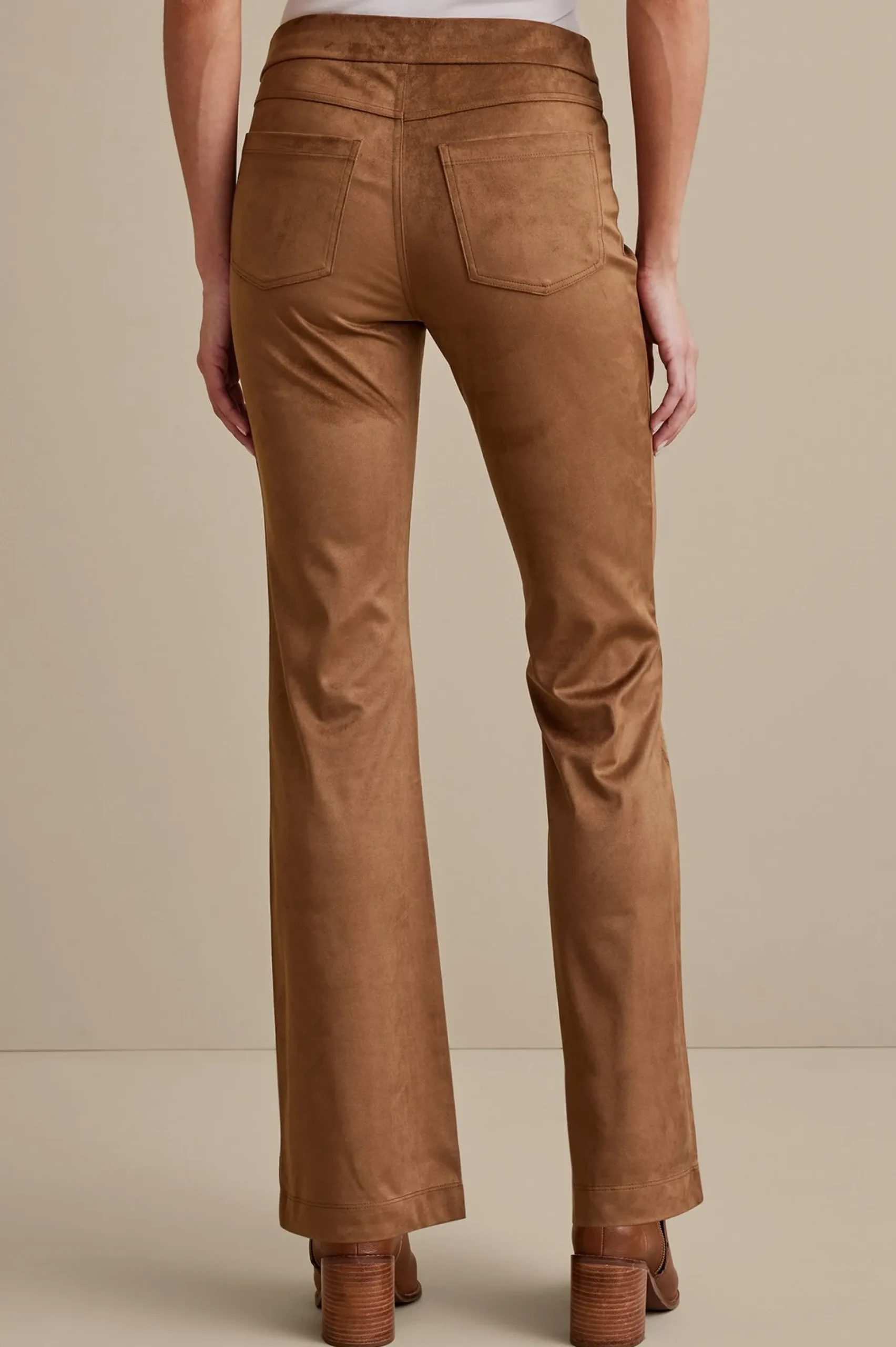 Soft Surroundings Faux Suede Bootcut Pants> full length|bootcut