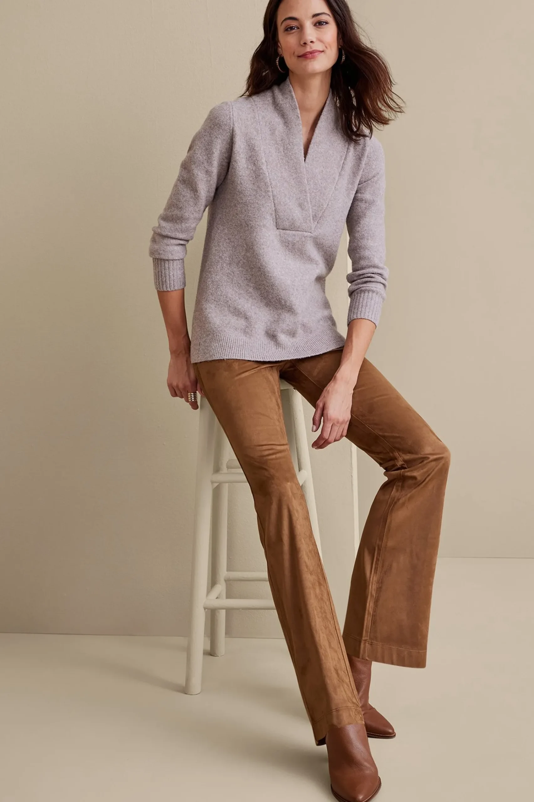 Soft Surroundings Faux Suede Bootcut Pants> full length|bootcut