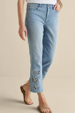 Soft Surroundings Gail Cropped Jeans> Feminine Flourish|Into The Blues