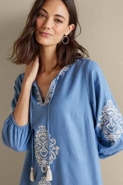 Soft Surroundings Hasana Linen Blend Midi Dress><noscript><img width=