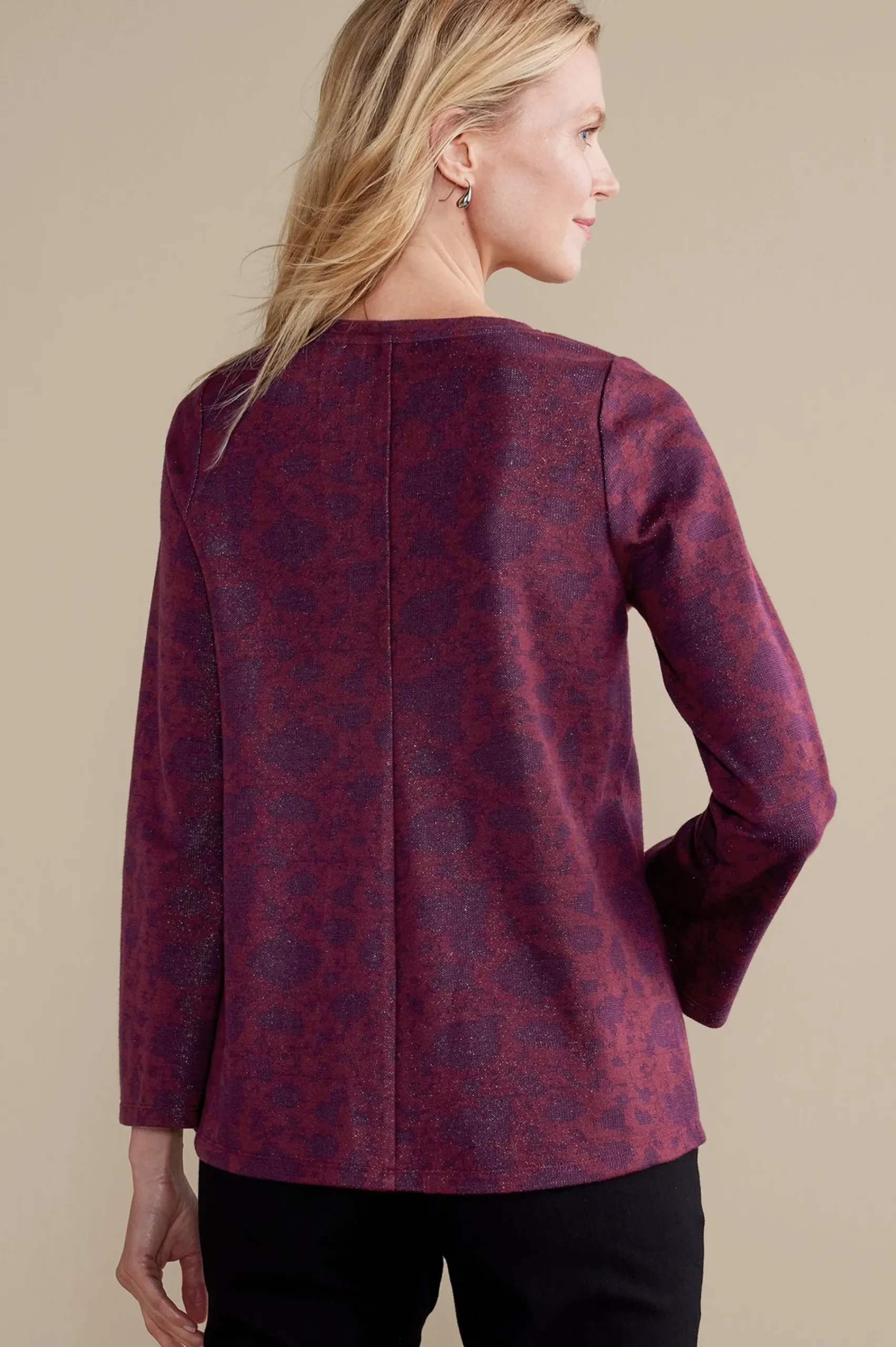 Soft Surroundings Jeri Jacquard Top> Feminine Flourish|long sleeve