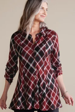 Soft Surroundings Joelle Plaid Tunic> Everyday Styles|long sleeve