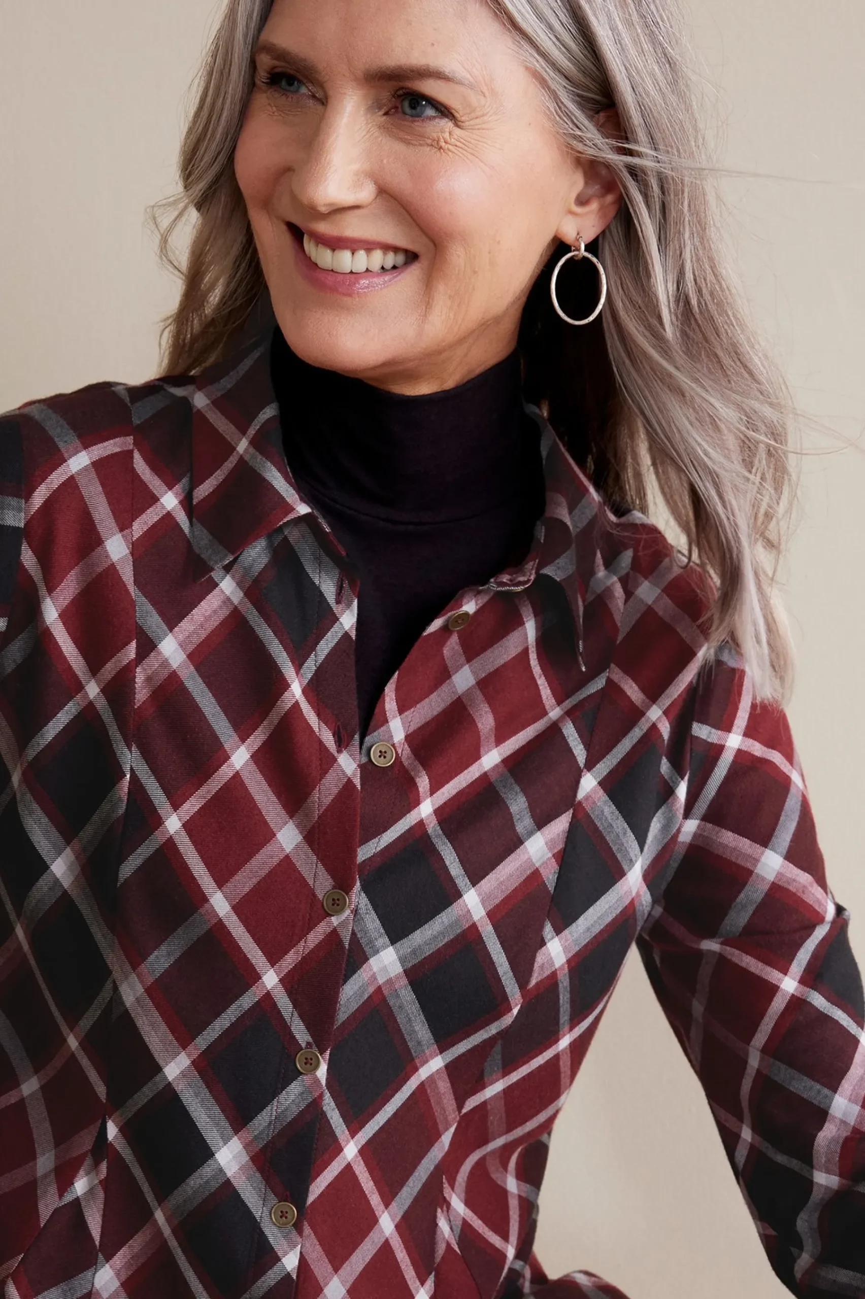 Soft Surroundings Joelle Plaid Tunic> Everyday Styles|long sleeve