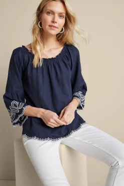 Soft Surroundings Josey Top> Feminine Flourish|Into The Blues