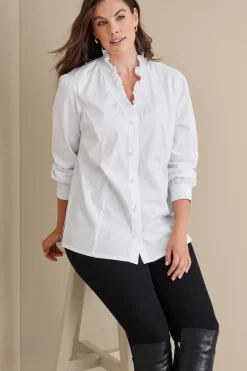 Soft Surroundings Kata Ruffle Collar Shirt><noscript><img width=