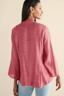 Soft Surroundings Kateri Soutache Embroidered Top><noscript><img width=