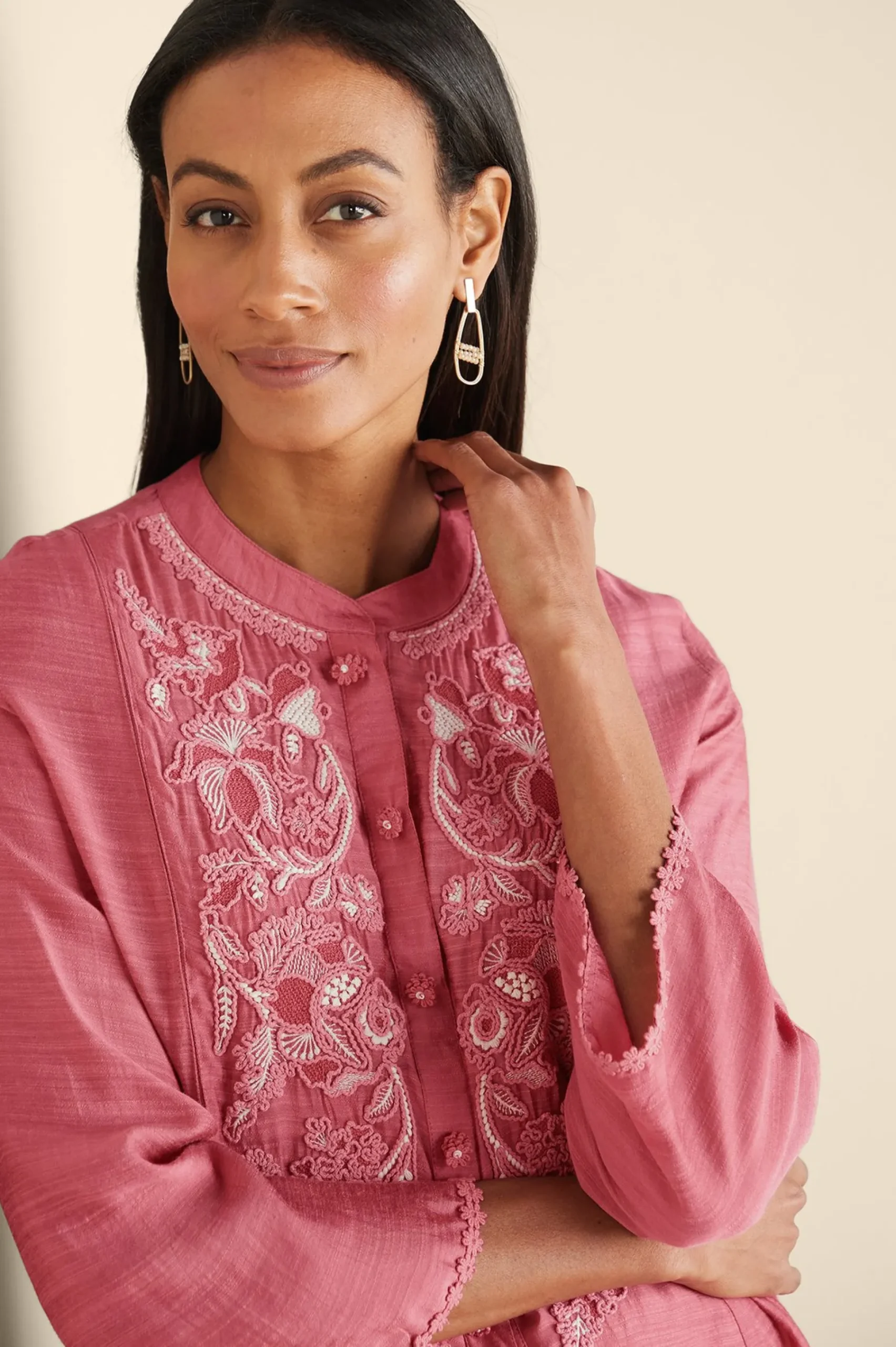 Soft Surroundings Kateri Soutache Embroidered Top> Feminine Flourish|Vacation Shop