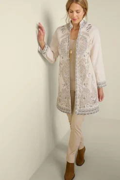Soft Surroundings Kerala Embellished Natural Jacket> Feminine Flourish|Wear Now Styles