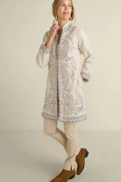 Soft Surroundings Kerala Embellished Natural Jacket> Feminine Flourish|Wear Now Styles