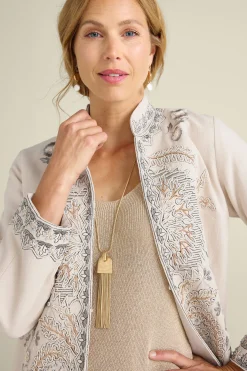 Soft Surroundings Kerala Embellished Natural Jacket><noscript><img width=