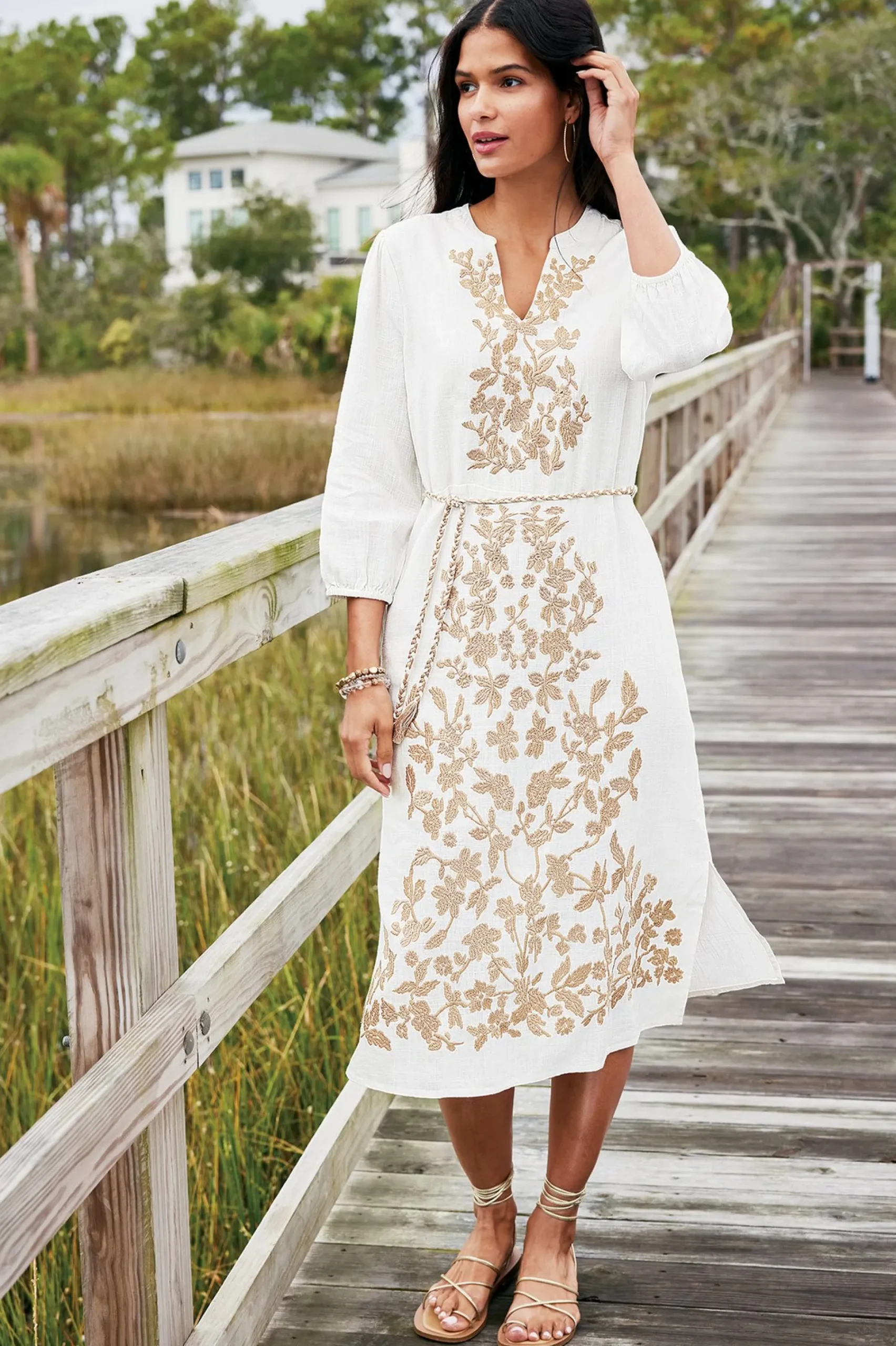 Soft Surroundings Kimora Embroidered Midi Dress> Feminine Flourish|Vacation Shop