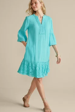 Soft Surroundings Kiona Gauze Short Dress> Into The Blues|Vacation Shop