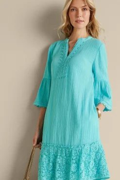 Soft Surroundings Kiona Gauze Short Dress> Into The Blues|Vacation Shop