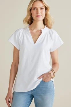 Soft Surroundings Loretta SUPIMA® Slub Tee> Into The Blues|Vacation Shop