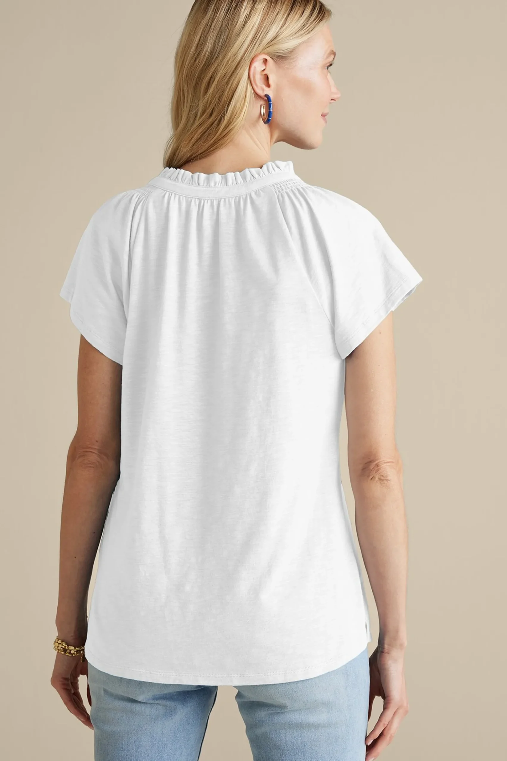 Soft Surroundings Loretta SUPIMA® Slub Tee> Into The Blues|Vacation Shop