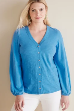 Soft Surroundings Lorna Button Front Top> long sleeve|shirts
