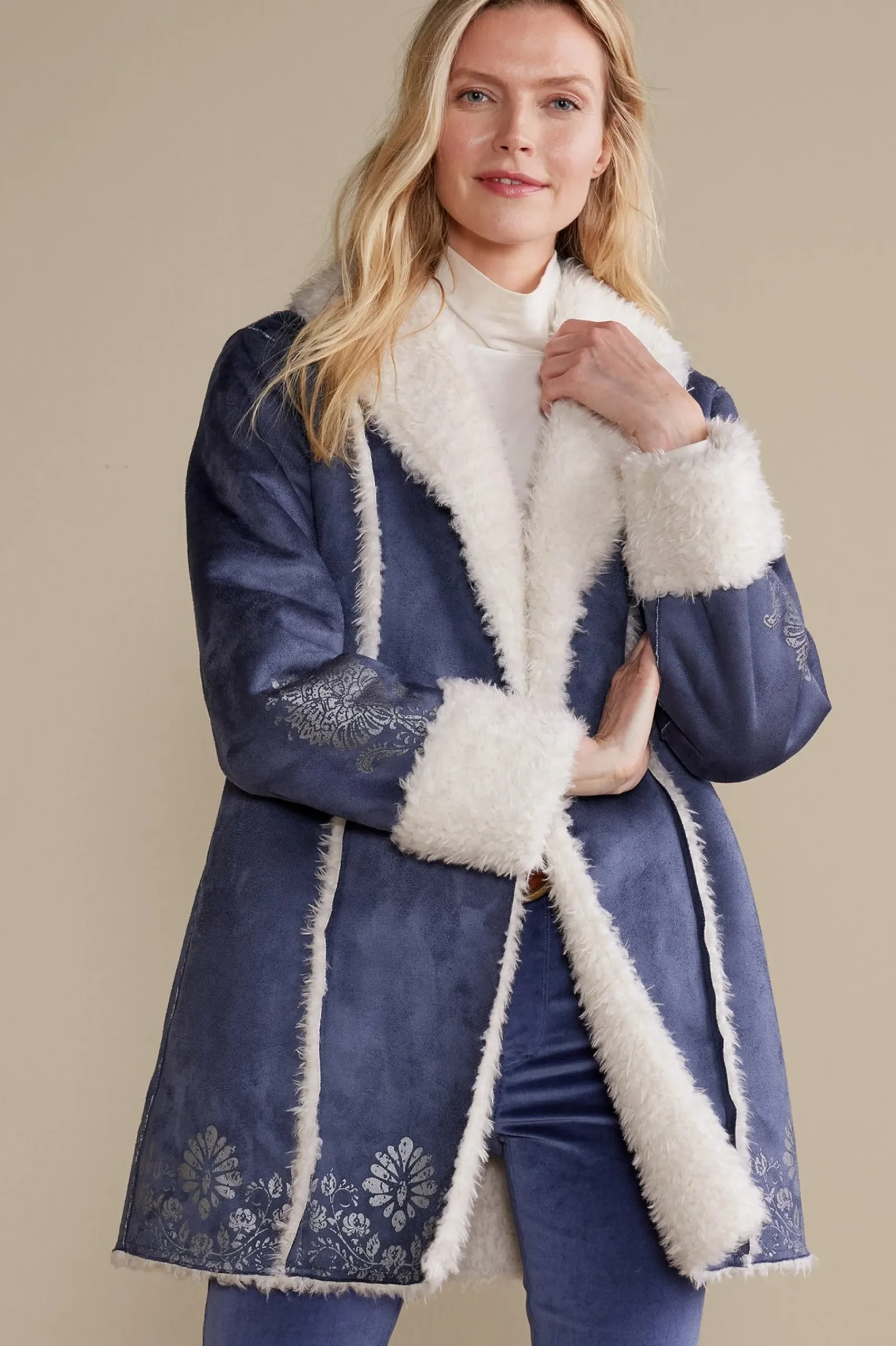 Soft Surroundings Lucerne Shearling Coat> Into The Blues|Jackets & Coats
