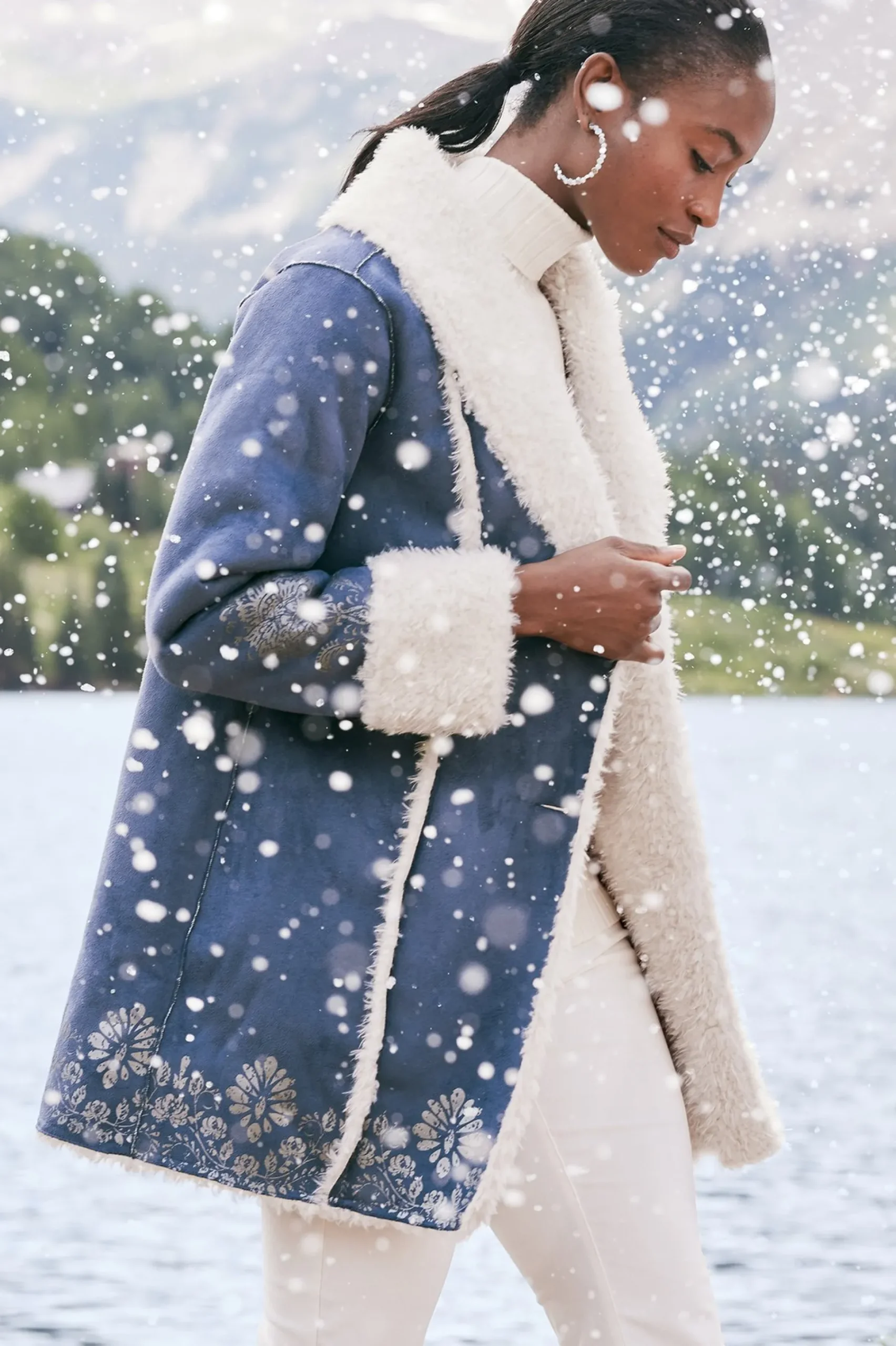 Soft Surroundings Lucerne Shearling Coat> Into The Blues|Jackets & Coats