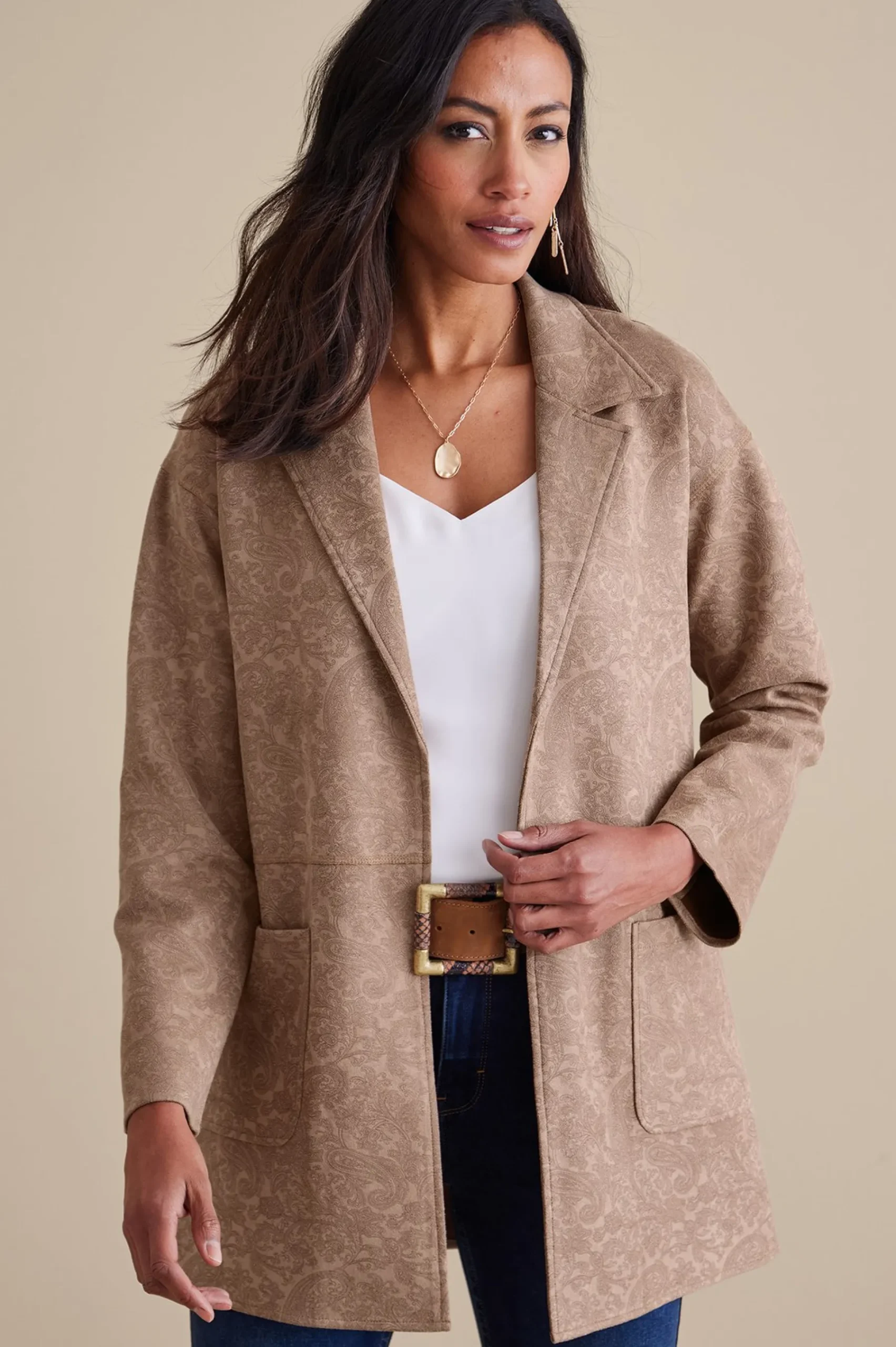Soft Surroundings Malika Faux Suede Jacket> Jackets & Coats