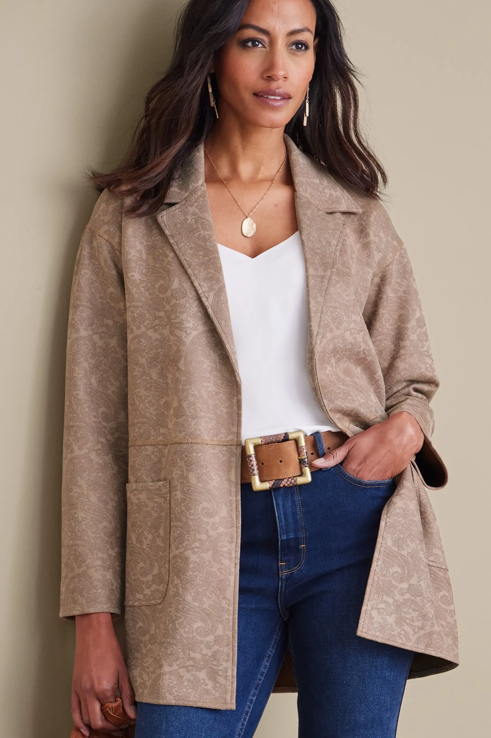 Soft Surroundings Malika Faux Suede Jacket> Jackets & Coats