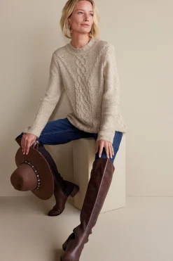 Soft Surroundings Marianna Cable Sweater> Sweaters & Cardigans|long sleeve