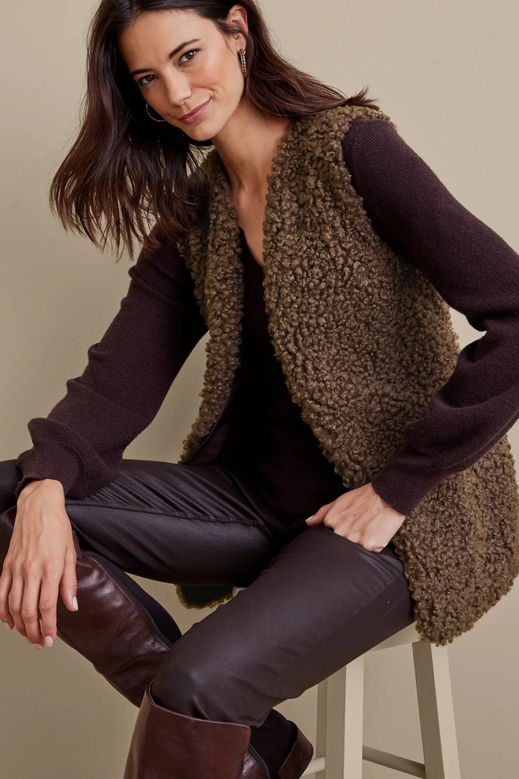 Soft Surroundings Maribo Shearling Vest> Jackets & Coats|vest