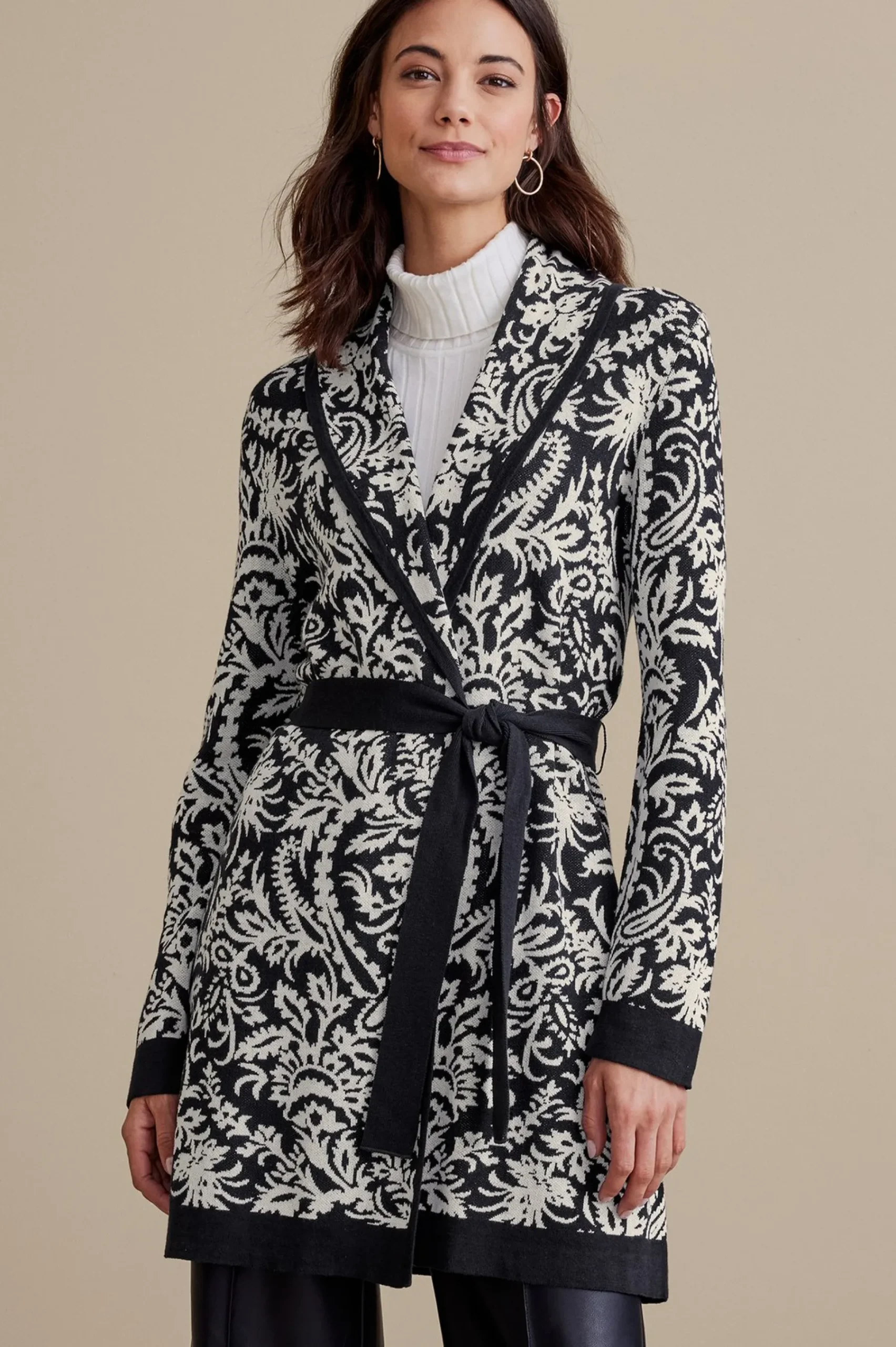 Soft Surroundings Marika Jacquard Cardigan> Feminine Flourish|Sweaters & Cardigans