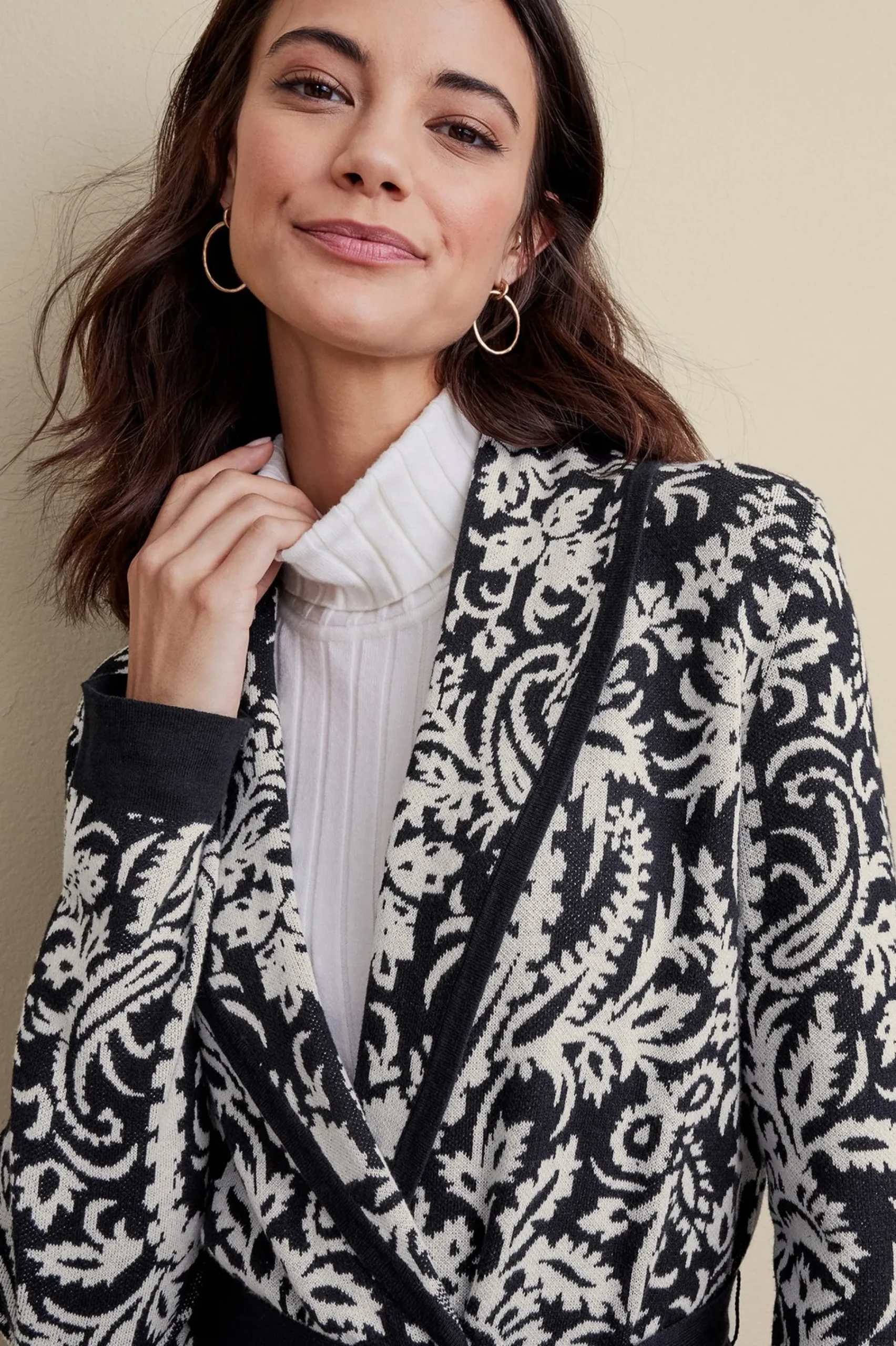 Soft Surroundings Marika Jacquard Cardigan> Feminine Flourish|Sweaters & Cardigans