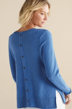 Soft Surroundings Marin Back Button Sweater><noscript><img width=