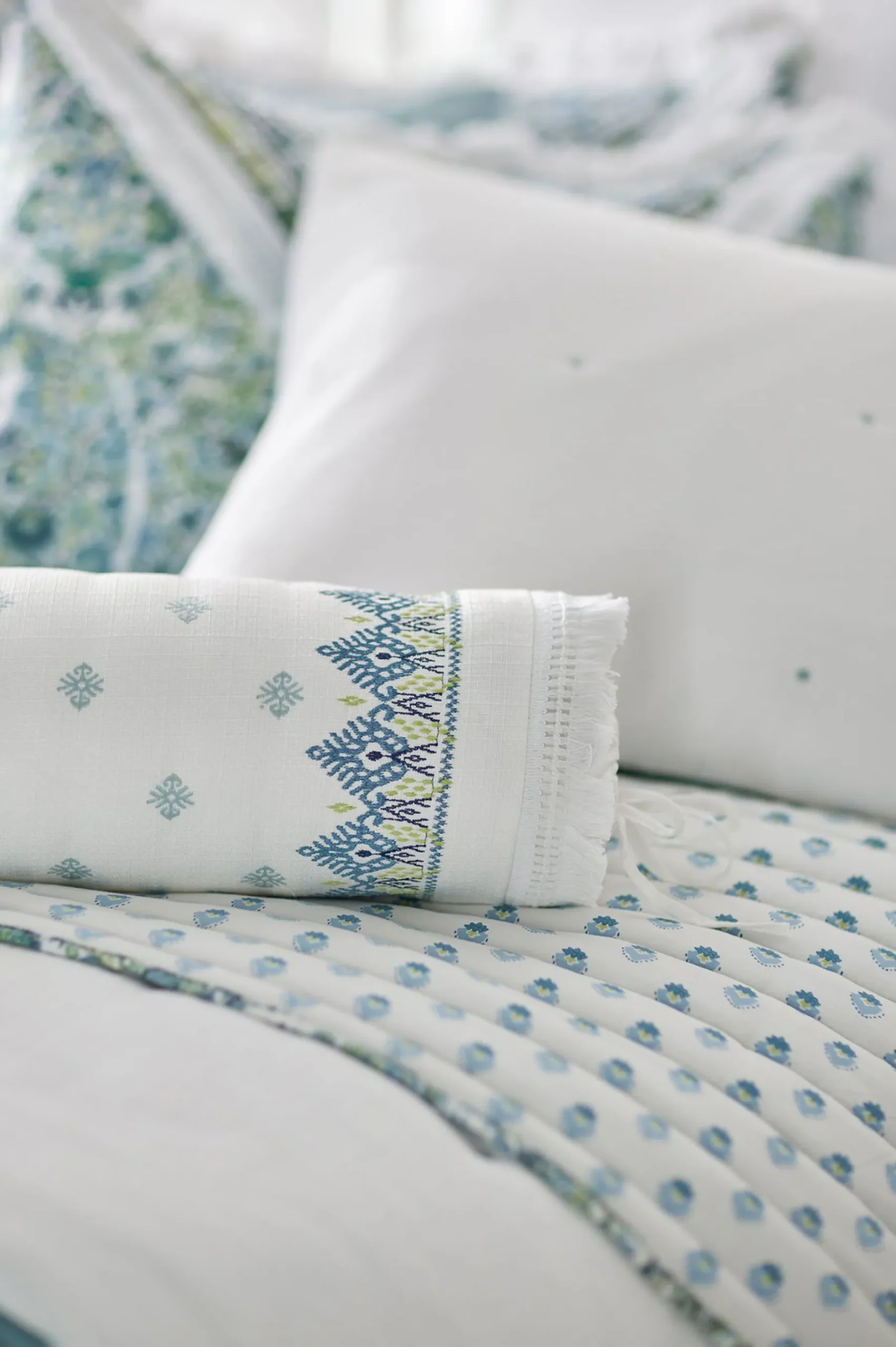 Soft Surroundings Melanie Embroidered Bolster> pillows