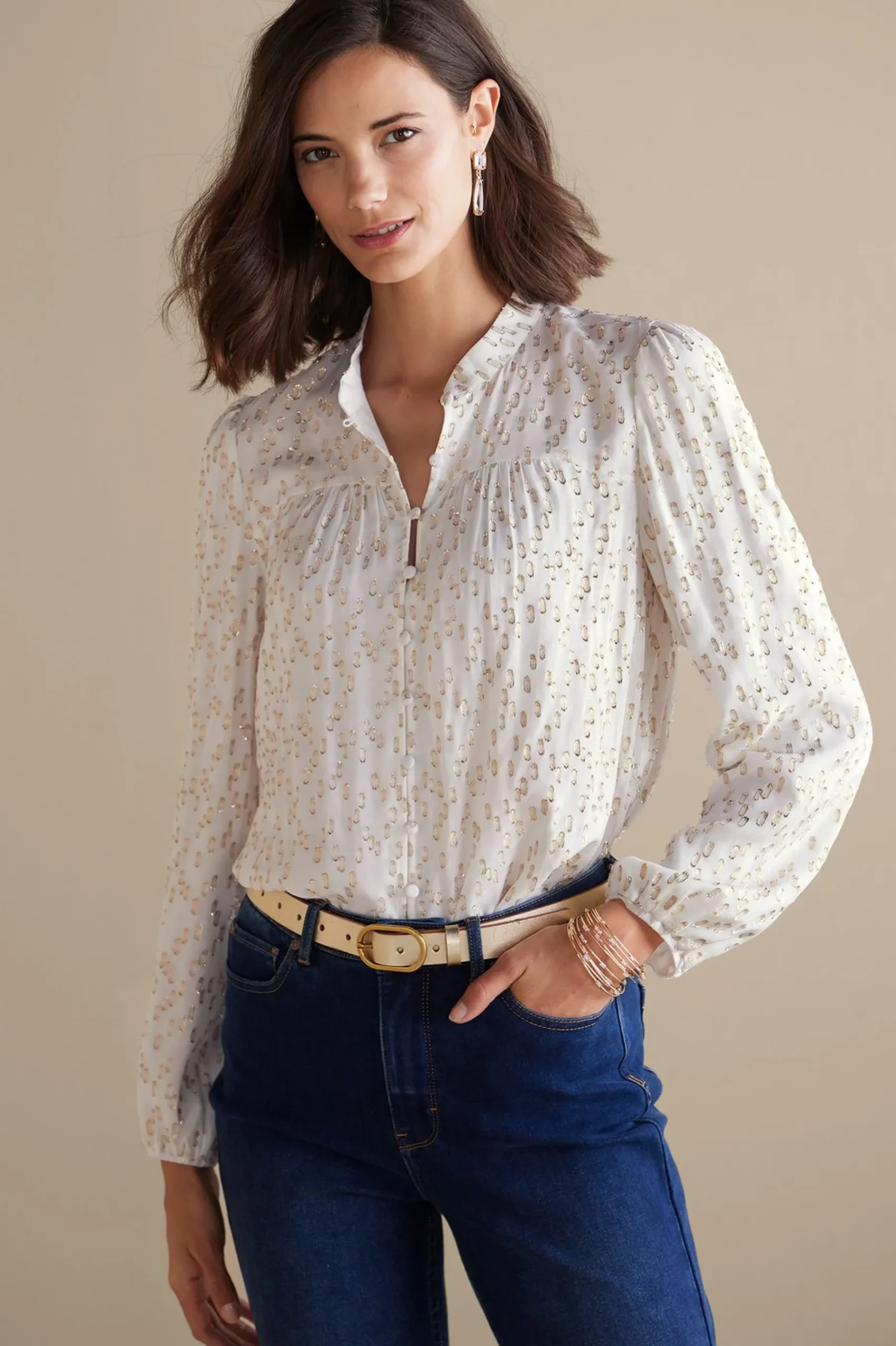 Soft Surroundings Mila Metallic Blouse> Feminine Flourish|Everyday Styles