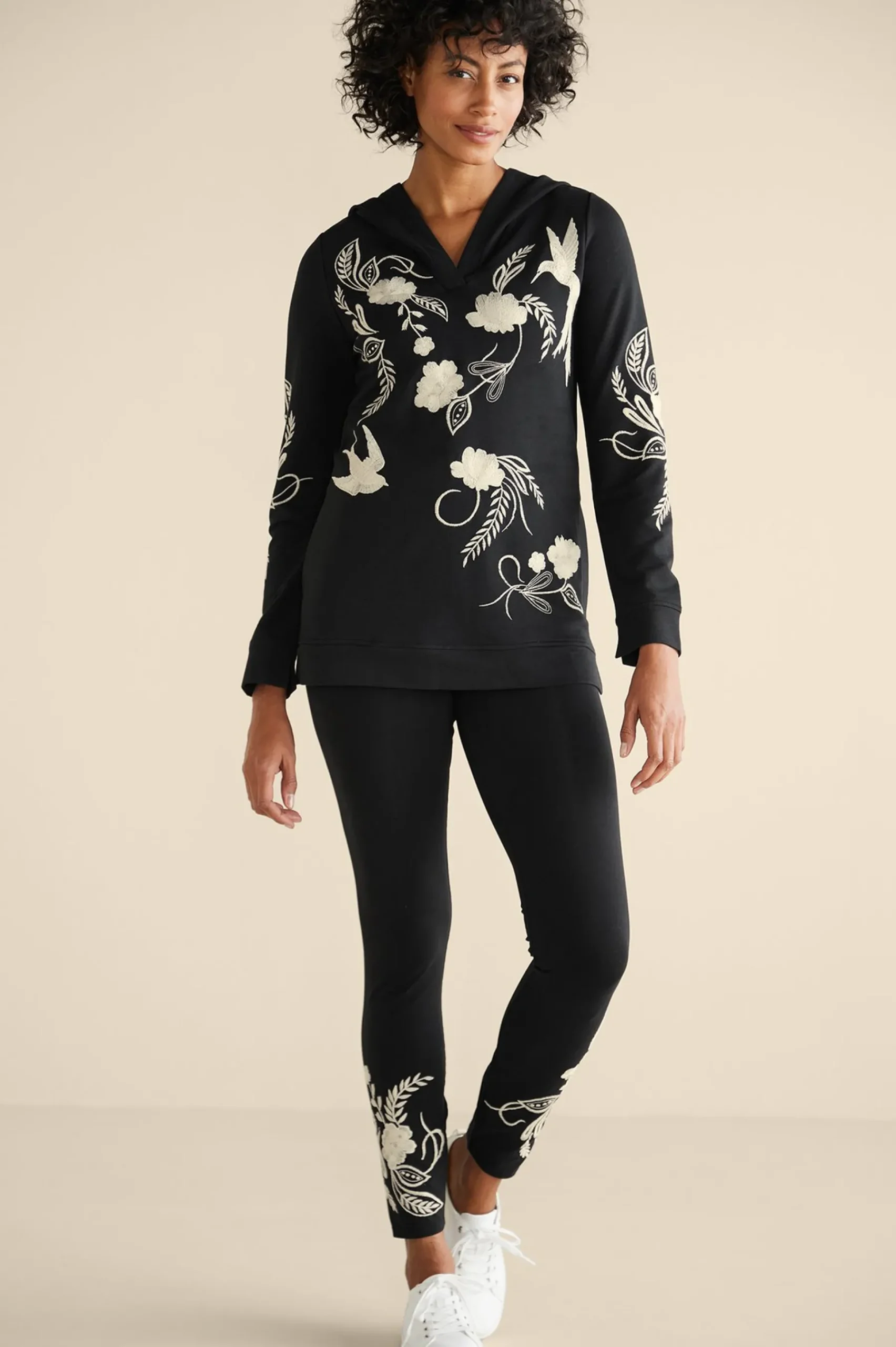 Soft Surroundings Miraflores Embroidered French Terry Hoodie> Wear Now Styles|long sleeve