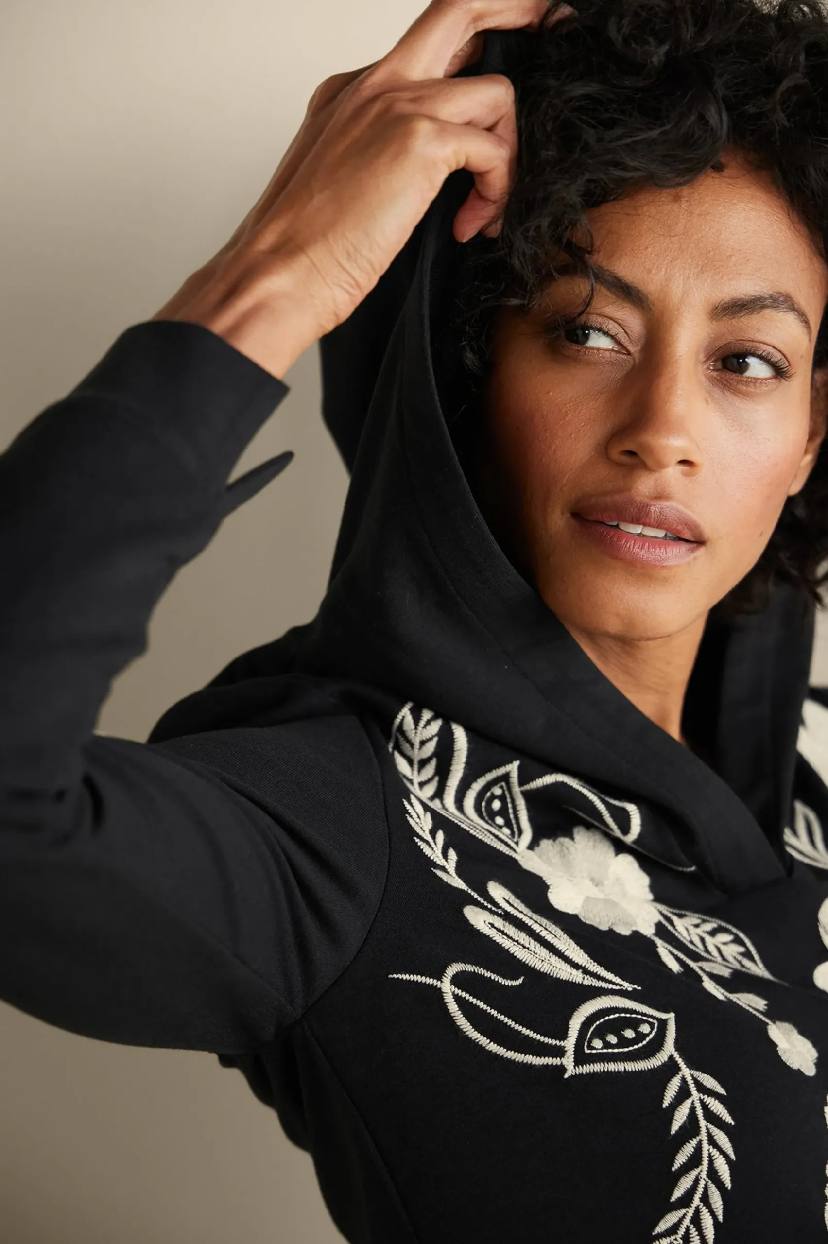Soft Surroundings Miraflores Embroidered French Terry Hoodie> Wear Now Styles|long sleeve