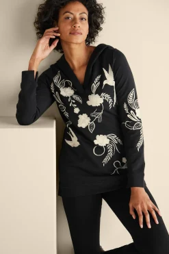 Soft Surroundings Miraflores Embroidered French Terry Hoodie><noscript><img width=
