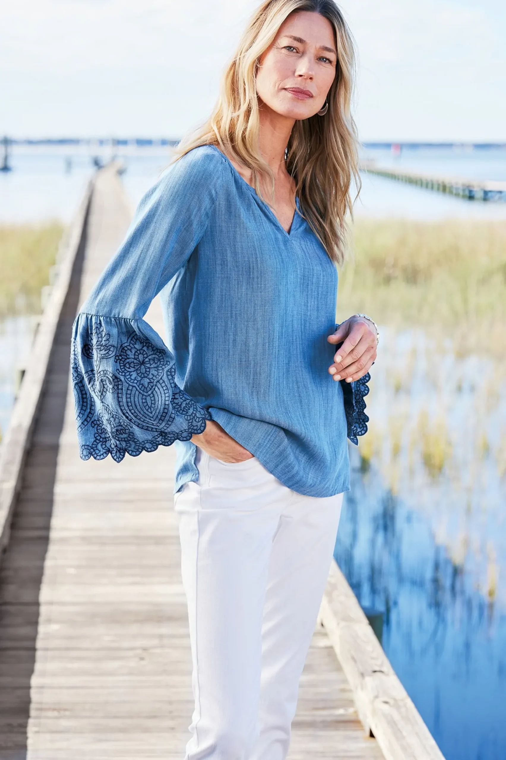 Soft Surroundings Misty TENCEL™ Shirt> Feminine Flourish|Into The Blues