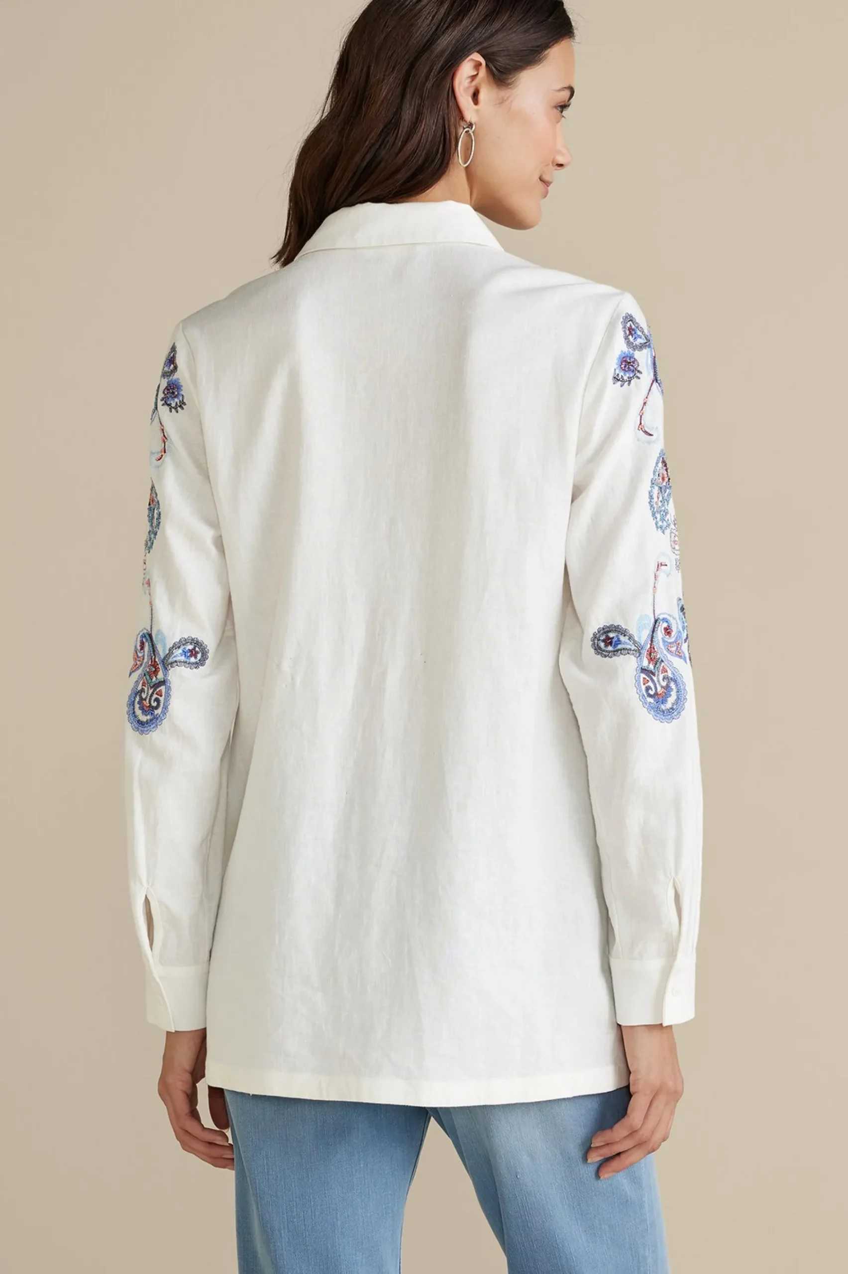 Soft Surroundings Nadia Linen Blend Shirt> Feminine Flourish|Into The Blues